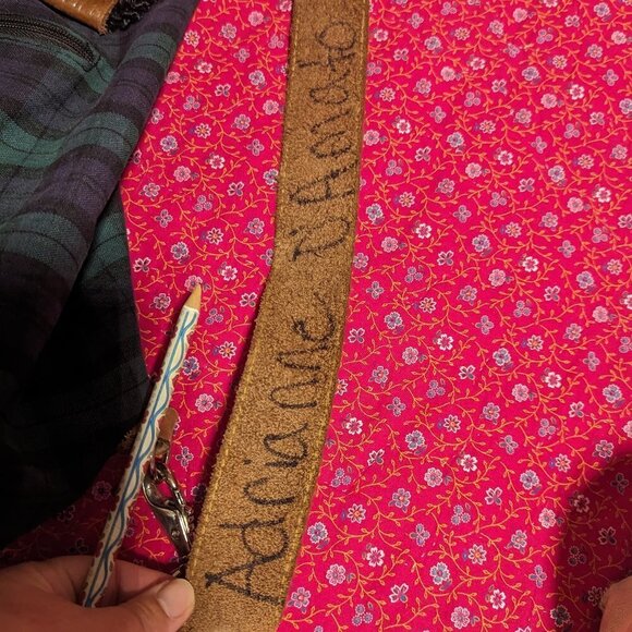 Vintage 90's Disney Mickey Mouse Plaid Tartan Backpack 90’s Leather Drawstring - Picture 9 of 11